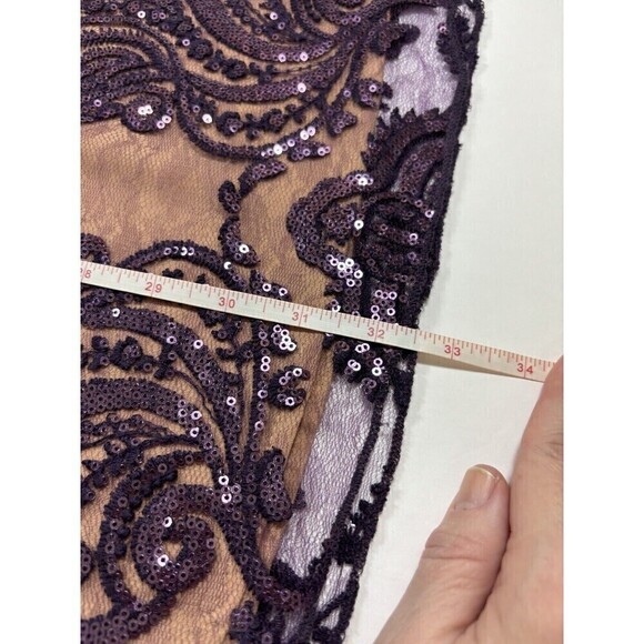 Free People Night Shimmers Dress Beige Purple 0 Lace Sequin - Picture 8 of 13